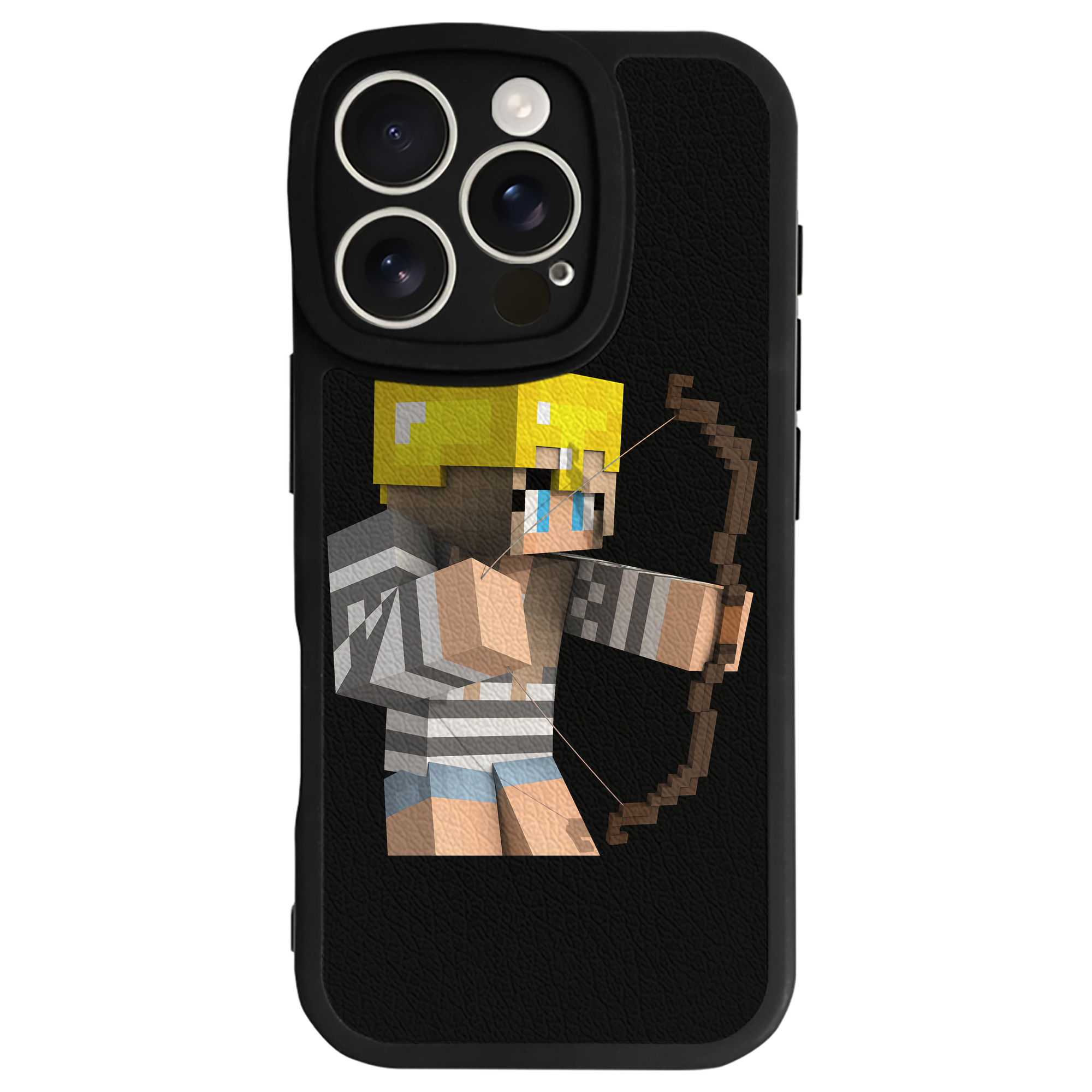 （画像用） マインクラフト ブロックの世界 Minecraft MC Block world 【iPhone 16シリーズ対応】シリコンスマホケース（レザー調） 材質：シリコン